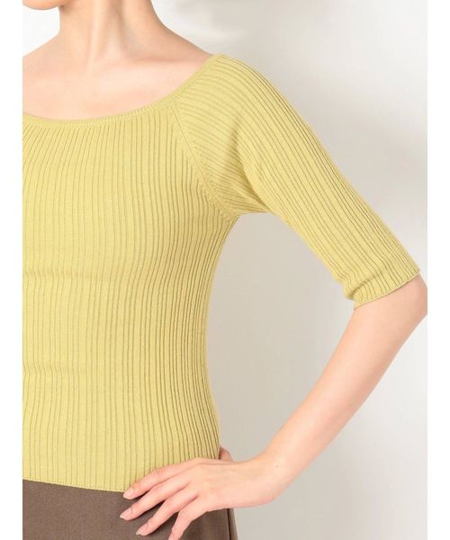 dazzlin（ダズリン）の「ボートネックイレリブハーフスリーブニットトップス（ニット/セーター・レディース・オフホワイト/ピンク/グリーン/ブラウン・FREE）」の19枚目の写真