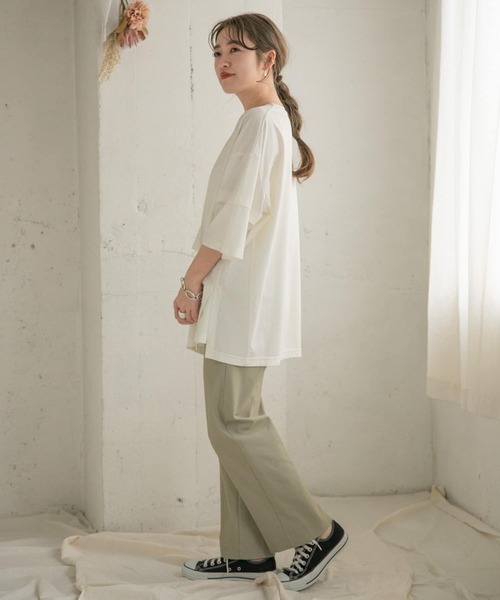 ITEMS URBANRESEARCH(アイテムズ アーバンリサーチ)の「フェイクレイヤードTシャツ(Tシャツ/カットソー・レディース・グリーン系その他/ベージュ/オフホワイト・FREE)」の15枚目の写真