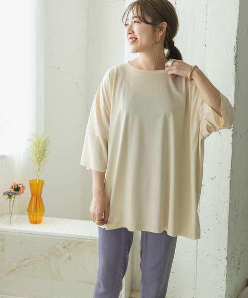 ITEMS URBANRESEARCH(アイテムズ アーバンリサーチ)の「フェイクレイヤードTシャツ(Tシャツ/カットソー・レディース・グリーン系その他/ベージュ/オフホワイト・FREE)」の16枚目の写真