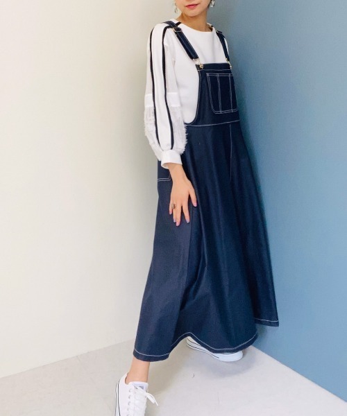 TEVALT(ヴァレット)の「綿麻 サロペワンピース(サロペット/オーバーオール・レディース・ホワイト/ネイビー/カーキ・38)」の6枚目の写真