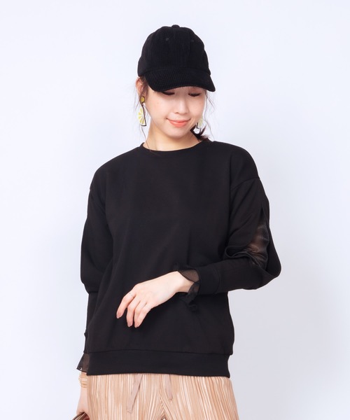 JETSET SOLO PLUS (ジェットセットソロプラス)の「シアーレイヤードスリーブプルオーバー(Tシャツ/カットソー・レディース・ブラック/オフホワイト・FREE)」の2枚目の写真