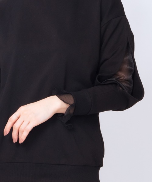 JETSET SOLO PLUS (ジェットセットソロプラス)の「シアーレイヤードスリーブプルオーバー(Tシャツ/カットソー・レディース・ブラック/オフホワイト・FREE)」の7枚目の写真