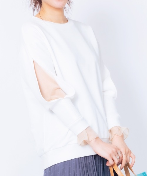 JETSET SOLO PLUS (ジェットセットソロプラス)の「シアーレイヤードスリーブプルオーバー(Tシャツ/カットソー・レディース・ブラック/オフホワイト・FREE)」の5枚目の写真