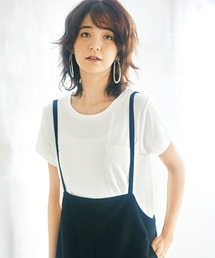 裾ギャザー美ラインクルーネックTシャツ