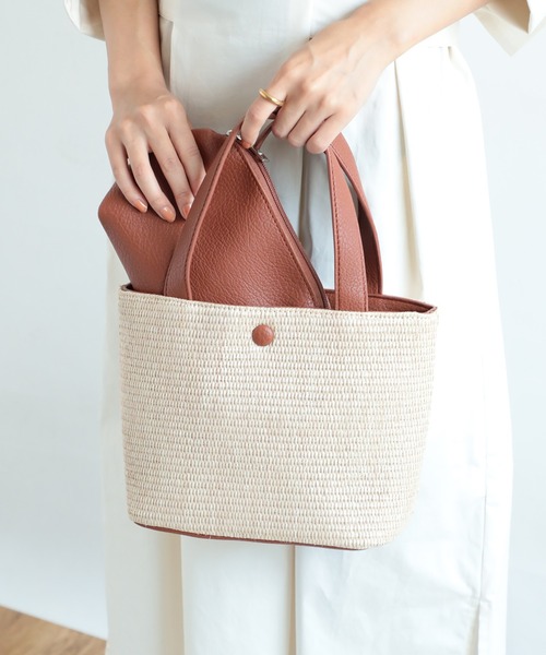 SETUP7(セットアップセブン)の「夏の指名バッグはこれ!【SETUP7】トレンド手提げかごバッグ SCCH(かごバッグ・レディース・ブラック/ベージュ/ブラック系その他2/ベージュ系その他/ホワイト/ベージュ系その他3/ブラウン・FREE)」の4枚目の写真