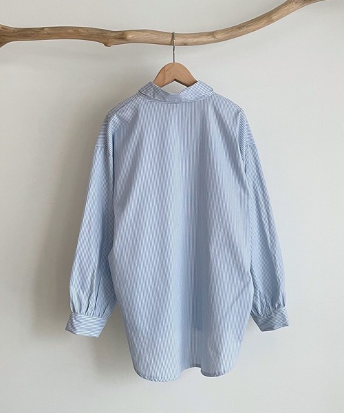 CANAL JEAN（キャナルジーン）の「via j(ヴィアジェイ) カラーストライプシャツ（シャツ/ブラウス・レディース・イエロー/ブルー/ミント/オレンジ・ONE SIZE）」の8枚目の写真