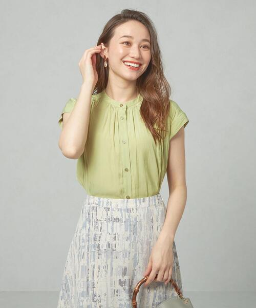 closet story（クローゼットストーリー）の「＜closet story＞◎Pサテン ギャザー フレンチスリーブ ブラウス（シャツ/ブラウス・レディース・ホワイト/シャーベット/ライム/ライトブルー・FREE）」の3枚目の写真