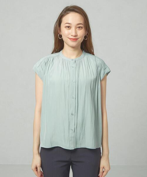 closet story（クローゼットストーリー）の「＜closet story＞◎Pサテン ギャザー フレンチスリーブ ブラウス（シャツ/ブラウス・レディース・ホワイト/シャーベット/ライム/ライトブルー・FREE）」の16枚目の写真