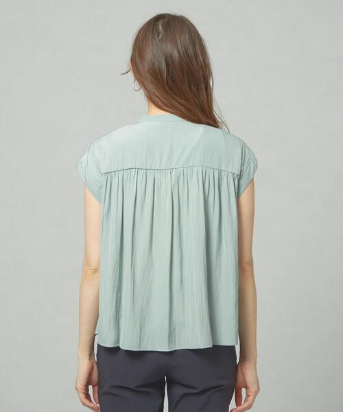 closet story（クローゼットストーリー）の「＜closet story＞◎Pサテン ギャザー フレンチスリーブ ブラウス（シャツ/ブラウス・レディース・ホワイト/シャーベット/ライム/ライトブルー・FREE）」の12枚目の写真