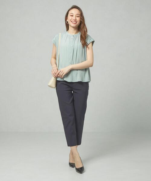 closet story（クローゼットストーリー）の「＜closet story＞◎Pサテン ギャザー フレンチスリーブ ブラウス（シャツ/ブラウス・レディース・ホワイト/シャーベット/ライム/ライトブルー・FREE）」の7枚目の写真