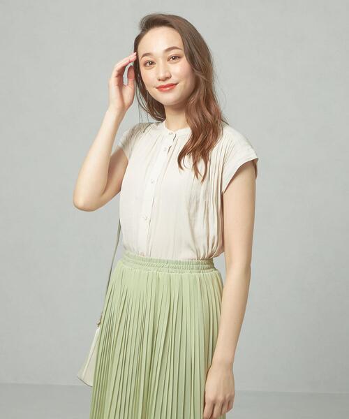 closet story（クローゼットストーリー）の「＜closet story＞◎Pサテン ギャザー フレンチスリーブ ブラウス（シャツ/ブラウス・レディース・ホワイト/シャーベット/ライム/ライトブルー・FREE）」の6枚目の写真