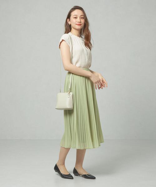 closet story（クローゼットストーリー）の「＜closet story＞◎Pサテン ギャザー フレンチスリーブ ブラウス（シャツ/ブラウス・レディース・ホワイト/シャーベット/ライム/ライトブルー・FREE）」の9枚目の写真