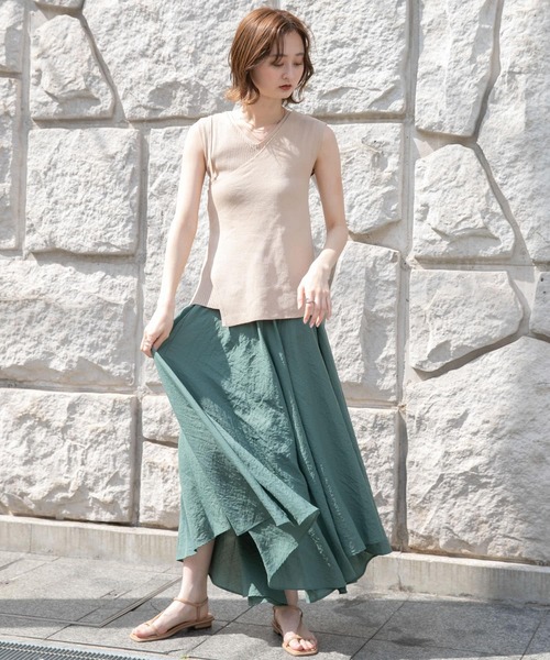 SENSE OF PLACE by URBAN RESEARCH（センスオブプレイスバイアーバンリサーチ）の「ハイウエストイレギュラーヘムスカート（スカート・レディース・ベージュ/ネイビー/レッド/グリーン・ONE）」の8枚目の写真