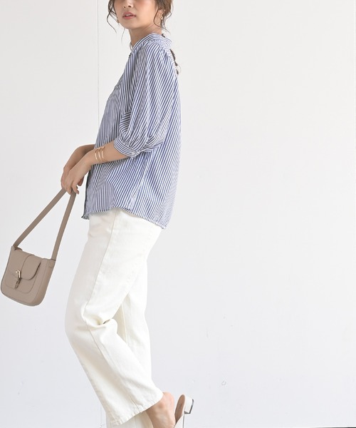 rps（アールピーエス）の「スタンドカラー刺繍７分袖ブラウス（シャツ/ブラウス・レディース・ミント/ネイビー/ブラック/ラベンダー・M）」の17枚目の写真