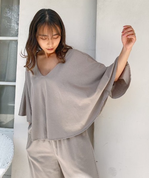 Vicente（ヴィセンテ）の「Easy fit tops（Tシャツ/カットソー・レディース・ブラウン/ブラック・FREE）」の5枚目の写真