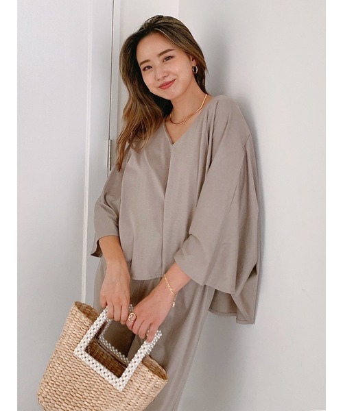 Vicente（ヴィセンテ）の「Easy fit tops（Tシャツ/カットソー・レディース・ブラウン/ブラック・FREE）」の6枚目の写真