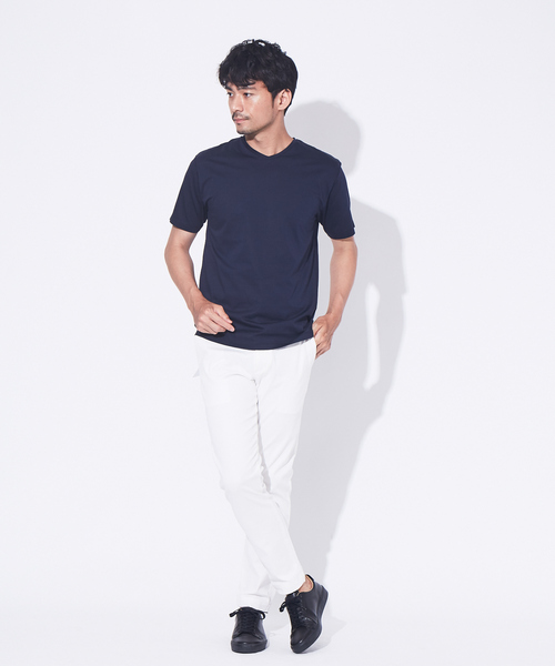 ABAHOUSE GRAY（アバハウスグレイ）の「【展開店舗限定】シルケット天竺 Vネック 半袖Tシャツ（Tシャツ/カットソー・メンズ・ブラック/ダークグリーン/ネイビー/ブラウン/ブルー/グレイッシュベージュ/ホワイト・46/48/50）」の22枚目の写真