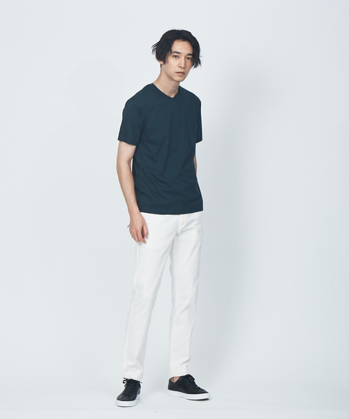 ABAHOUSE GRAY（アバハウスグレイ）の「【展開店舗限定】シルケット天竺 Vネック 半袖Tシャツ（Tシャツ/カットソー・メンズ・ブラック/ダークグリーン/ネイビー/ブラウン/ブルー/グレイッシュベージュ/ホワイト・46/48/50）」の13枚目の写真
