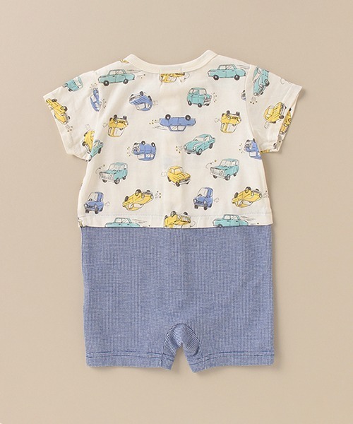 Love&Peace&Money（ラブアンドピースアンドマネー）の「classic carsプリント半袖ショートオール（ロンパース・キッズ・サックスブルー/キナリ・80ｃｍ/70cm）」の6枚目の写真