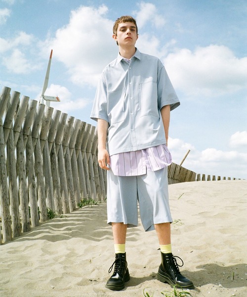 EMMA CLOTHES(エマクローズ)の「ブライトポプリン リラックス 2タックワイドショーツ EMMA CLOTHES(その他パンツ・メンズ・ブラウン/ベージュ/ブラック/ライラック/グレイッシュベージュ/グレイッシュブルー/キナリ/ベージュ系その他・M/L)」の8枚目の写真