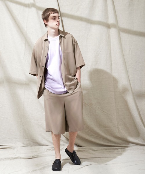 EMMA CLOTHES(エマクローズ)の「ブライトポプリン リラックス 2タックワイドショーツ EMMA CLOTHES(その他パンツ・メンズ・ブラウン/ベージュ/ブラック/ライラック/グレイッシュベージュ/グレイッシュブルー/キナリ/ベージュ系その他・M/L)」の21枚目の写真