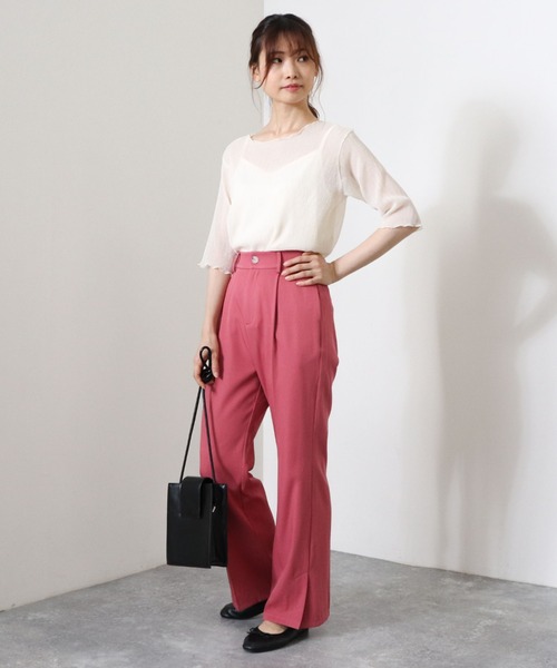 archives（アルシーヴ）の「シアー楊柳半袖プルオーバー（Tシャツ/カットソー・レディース・ピンクベージュ/ブルー/アイボリー/ミント/モカ/ブラック/レッド系その他/グレイッシュベージュ・MEDIUM）」の19枚目の写真