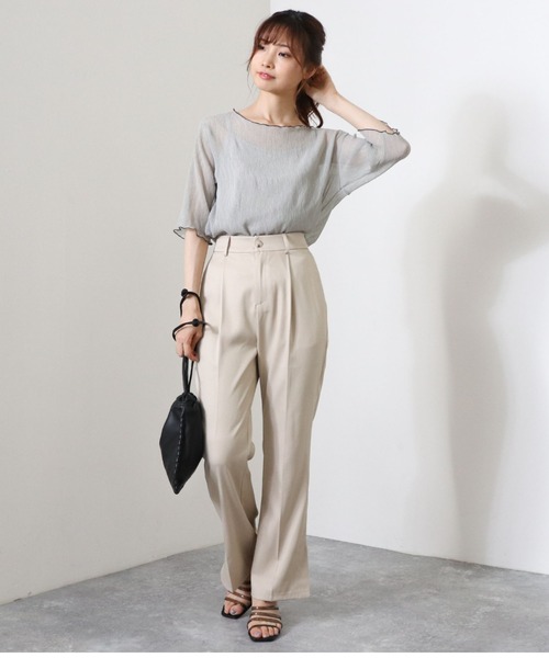 archives（アルシーヴ）の「シアー楊柳半袖プルオーバー（Tシャツ/カットソー・レディース・ピンクベージュ/ブルー/アイボリー/ミント/モカ/ブラック/レッド系その他/グレイッシュベージュ・MEDIUM）」の20枚目の写真