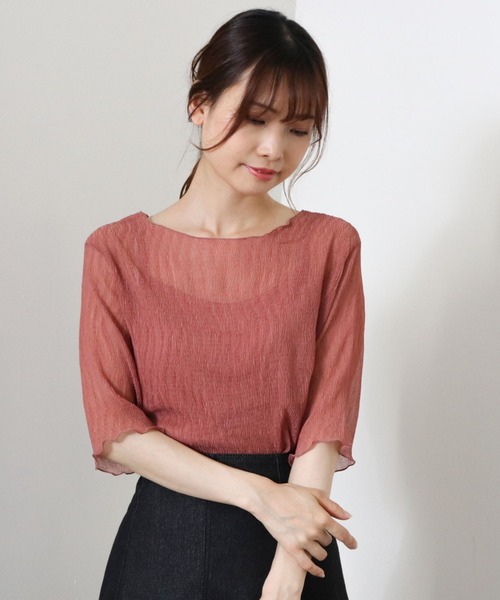 archives（アルシーヴ）の「シアー楊柳半袖プルオーバー（Tシャツ/カットソー・レディース・ピンクベージュ/ブルー/アイボリー/ミント/モカ/ブラック/レッド系その他/グレイッシュベージュ・MEDIUM）」の22枚目の写真