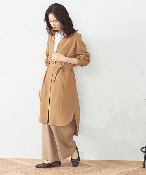 COMME CA ISM(コムサイズム)の「ベルト付き ロングシャツ(シャツ/ブラウス・レディース・ブラウン/ベージュ・LARGE/MEDIUM)」の4枚目の写真