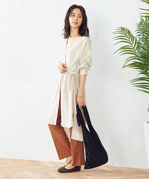 COMME CA ISM(コムサイズム)の「ベルト付き ロングシャツ(シャツ/ブラウス・レディース・ブラウン/ベージュ・LARGE/MEDIUM)」の8枚目の写真