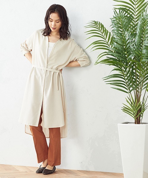 COMME CA ISM(コムサイズム)の「ベルト付き ロングシャツ(シャツ/ブラウス・レディース・ブラウン/ベージュ・LARGE/MEDIUM)」の9枚目の写真