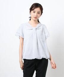 m.f.editorial | エムエフエディトリアルレディース/m.f.editorial：Women ボウタイ風　半袖プルオーバーブラウス(シャツ/ブラウス)