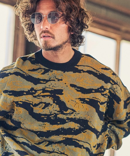 MARBLES(マーブルズ)の「mn2346-CAMO DOUBLE JACQUARD KNIT ニット(ニット/セーター・メンズ・ネイビー/グリーン・L/S/XL/M)」の2枚目の写真
