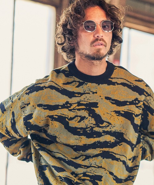MARBLES(マーブルズ)の「mn2346-CAMO DOUBLE JACQUARD KNIT ニット(ニット/セーター・メンズ・ネイビー/グリーン・L/S/XL/M)」の4枚目の写真