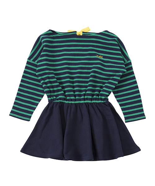 X-girl Stages（エックスガールステージス）の「STRIPED L/S DRESS (2T・3T)（ワンピース・キッズ・アッシュ/レッド/ネイビー・2T/3T）」の2枚目の写真