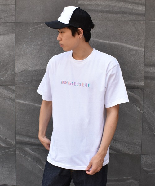 DOUBLE STEAL(ダブルスティール)の「COLORFUL LOGO 半袖Tシャツ(Tシャツ/カットソー・メンズ・ホワイト/ブラック・MEDIUM/LARGE/X-LARGE/XX-LARGE)」の6枚目の写真