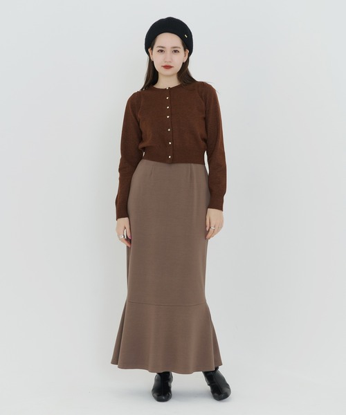 TINA：JOJUN（ティーナジョジュン）の「ロングスカート ポンチ裾ペプラム TINA：JOJUN（スカート・レディース・モカ/オフホワイト/ブラック/ブラウン/ダークグリーン・M/S）」の4枚目の写真