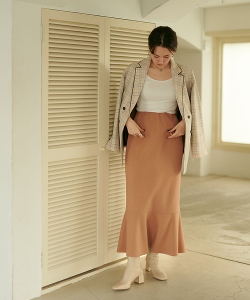 TINA：JOJUN（ティーナジョジュン）の「ロングスカート ポンチ裾ペプラム TINA：JOJUN（スカート・レディース・モカ/オフホワイト/ブラック/ブラウン/ダークグリーン・M/S）」の5枚目の写真