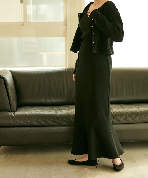 TINA：JOJUN（ティーナジョジュン）の「ロングスカート ポンチ裾ペプラム TINA：JOJUN（スカート・レディース・モカ/オフホワイト/ブラック/ブラウン/ダークグリーン・M/S）」の6枚目の写真