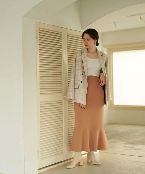 TINA：JOJUN（ティーナジョジュン）の「ロングスカート ポンチ裾ペプラム TINA：JOJUN（スカート・レディース・モカ/オフホワイト/ブラック/ブラウン/ダークグリーン・M/S）」の11枚目の写真