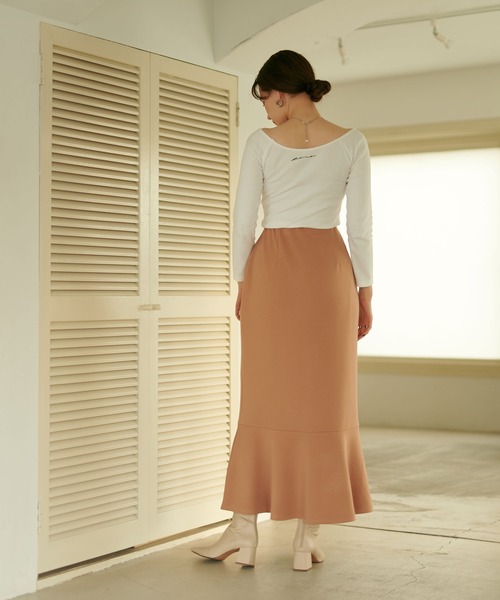 TINA：JOJUN（ティーナジョジュン）の「ロングスカート ポンチ裾ペプラム TINA：JOJUN（スカート・レディース・モカ/オフホワイト/ブラック/ブラウン/ダークグリーン・M/S）」の12枚目の写真