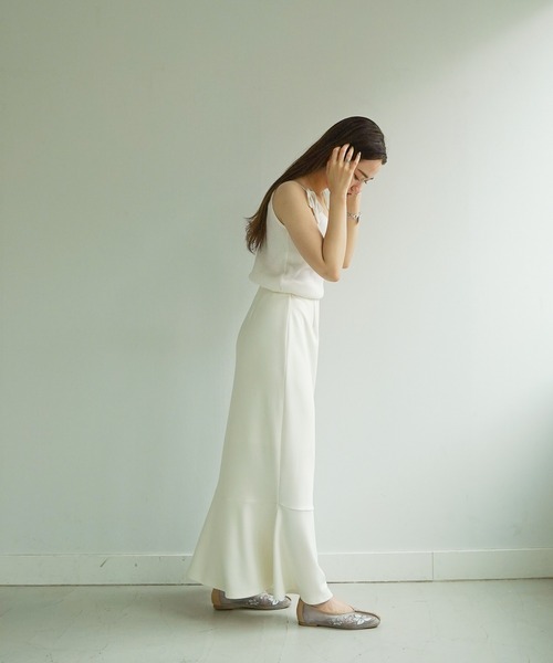 TINA：JOJUN（ティーナジョジュン）の「ロングスカート ポンチ裾ペプラム TINA：JOJUN（スカート・レディース・モカ/オフホワイト/ブラック/ブラウン/ダークグリーン・M/S）」の17枚目の写真