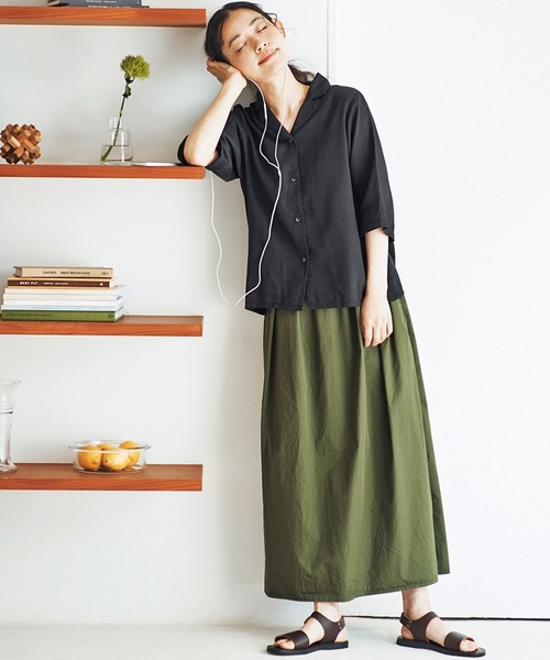 and myera（アンド マイラ）の「ａｎｄ　ｍｙｅｒａ　タイプライタースカート（スカート・レディース・ブラック/カーキ・SMALL/MEDIUM/LARGE/X-LARGE）」の6枚目の写真