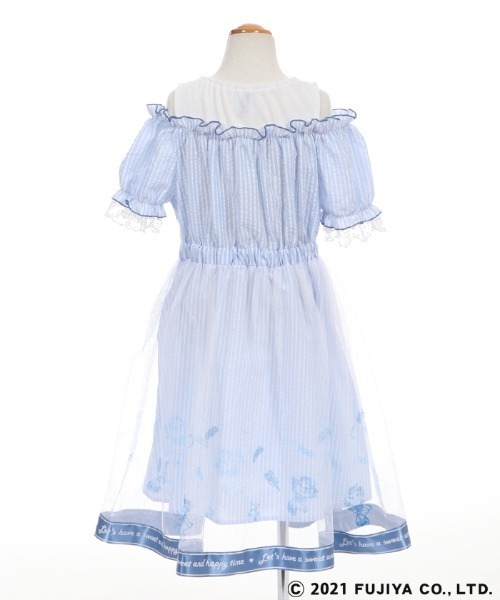 axes femme(アクシーズファム)の「ペコ×ストライプ柄肩開きOP(ワンピース・キッズ・レッド/サックスブルー・MEDIUM/LARGE/X-LARGE)」の19枚目の写真