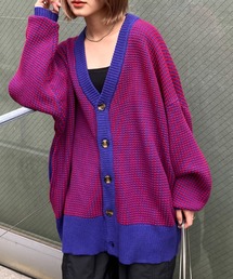 【Snap club】ヘビーウェイトニット ビッグシルエットカラーカーディガン