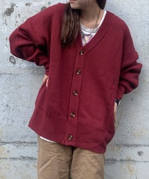 【Snap club】ヘビーウェイトニット ビッグシルエットカラーカーディガン