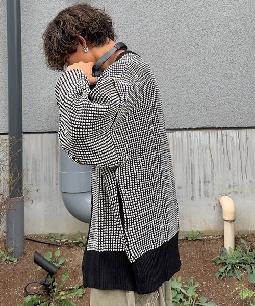 Snap club】ヘビーウェイトニット ビッグシルエットカラーカーディガン