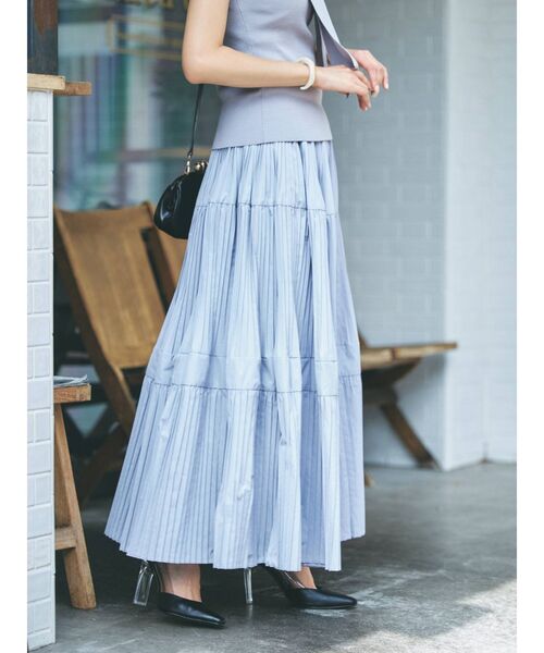 MERCURYDUO（マーキュリーデュオ）の「スイッチングプリーツスカート（スカート・レディース・アイボリー/ミント/ラベンダー/ライトブルー・FREE）」の4枚目の写真