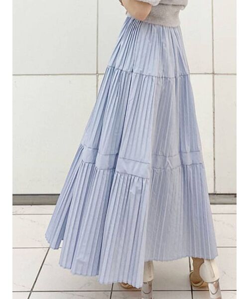 MERCURYDUO（マーキュリーデュオ）の「スイッチングプリーツスカート（スカート・レディース・アイボリー/ミント/ラベンダー/ライトブルー・FREE）」の3枚目の写真