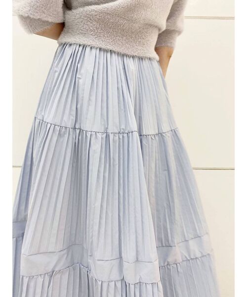 MERCURYDUO（マーキュリーデュオ）の「スイッチングプリーツスカート（スカート・レディース・アイボリー/ミント/ラベンダー/ライトブルー・FREE）」の6枚目の写真